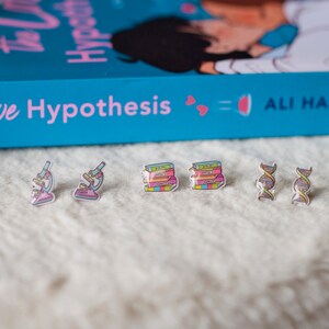 Love Hypothesis, Olive and Adam, Ali Hazelwood, Women in Stem inspired bookish earrings 3 Stud Pack