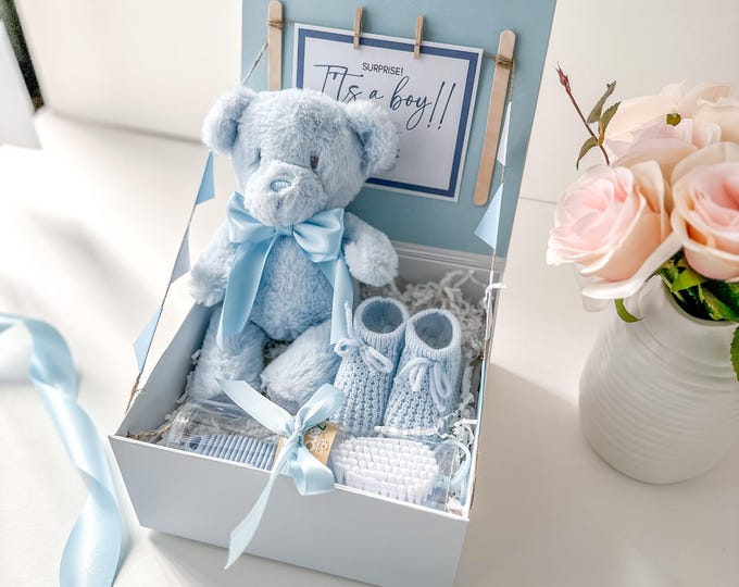 Gender reveal gift box, It's a boy announcement, Surprise gender reveal, Gender reveal for parents, Grandparents gift box