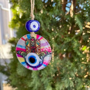 Colorful Evil Eye_ Hamsa wall hanging