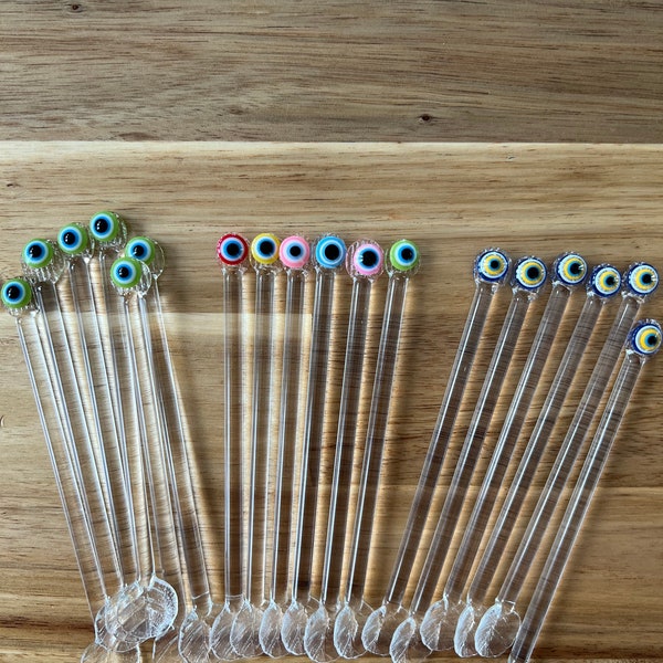 Glass Evil Eye coffee tea spoons