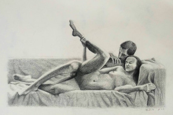 Erotic Sex Pencil Drawings - Couple Making Love Erotic Drawing Print Art Sex Position Adult - Etsy Sweden