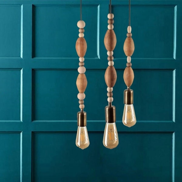 Wood Bead Chandelier Etsy