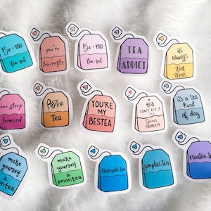 Set of 15 Tea Bag Quote Stickers