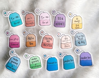 Set of 15 Tea Bag Quote Stickers