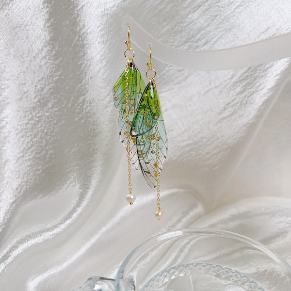 Green Butterfly Tassel Earrings, Green Dainty Party Earrings, Handmade Earrings, Original Designed Women Earrings, Special Christmas Gifts