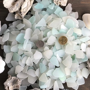 Bulk Genuine Sea Glass, White & Light Blue  2-3cm(13/16"-1 3/16"), 50-100 Pieces