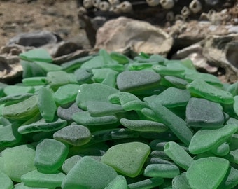 Genuine green sea glass lot 50-100 pieces, 2-3cm (13/16" - 1 3/16") Authentic sea glass bulk Beach glass Crafts Jewelry Mosaic Art FREE SHIP