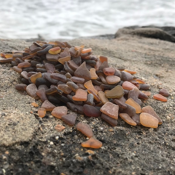 Tiny bulk sea glass shades of brown, amber honey Small genuine beach glass lot 50-500 pieces, 0.5-1.5cm(3/16-5/8") Real seaglass FREE SHIP