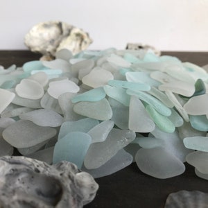 Bulk Sea Glass White & Aqua Seafoam Genuine Beach Glass 50-100 pieces, 2-3cm(13/16-1 3/16") Real SeaGlass for Crafts Jewelry Art FREE SHIP