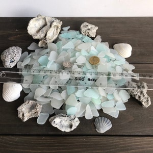 Bulk Sea Glass White & Aqua Seafoam Genuine Beach Glass 50-100 pieces, 2-3cm13/16-1 3/16 Real SeaGlass for Crafts Jewelry Art FREE SHIP image 10