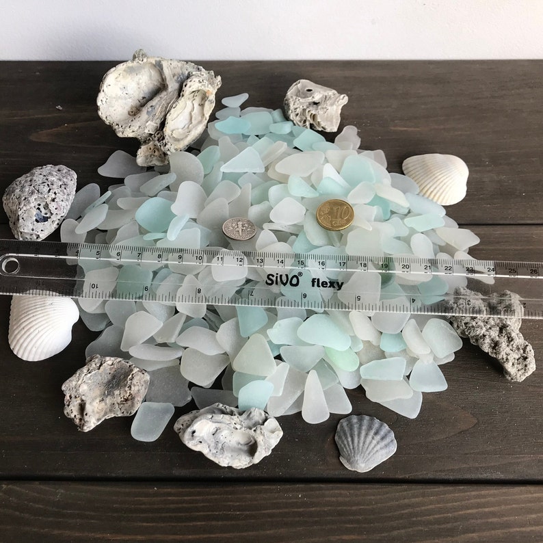 Bulk Sea Glass White & Aqua Seafoam Genuine Beach Glass 50-100 pieces, 2-3cm13/16-1 3/16 Real SeaGlass for Crafts Jewelry Art FREE SHIP image 10