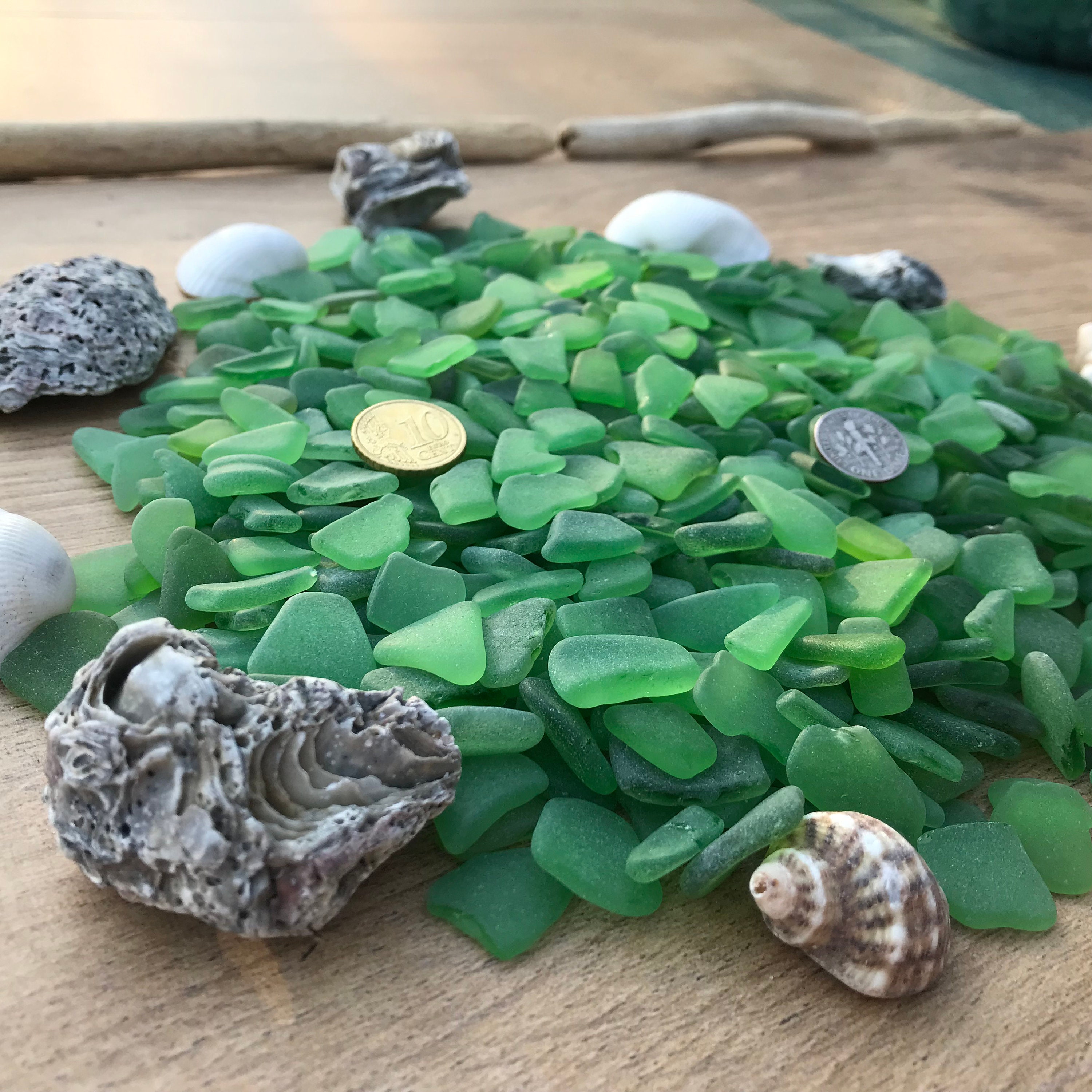 Genuine Green Sea Glass 1-2cm (3/8
