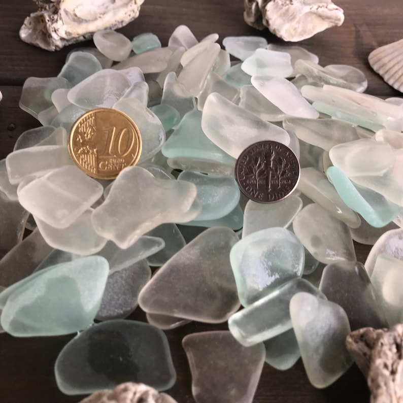 Bulk Sea Glass White & Aqua Seafoam Genuine Beach Glass 50-100 pieces, 2-3cm13/16-1 3/16 Real SeaGlass for Crafts Jewelry Art FREE SHIP image 8