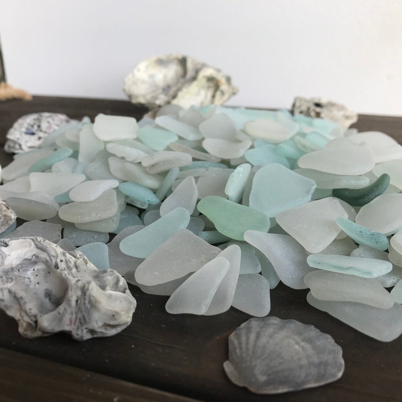 Bulk Sea Glass White & Aqua Seafoam Genuine Beach Glass 50-100 pieces, 2-3cm13/16-1 3/16 Real SeaGlass for Crafts Jewelry Art FREE SHIP image 6