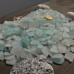 Bulk Genuine Sea Glass, White & Light Blue 1-2cm (3/8"-13/16") 50-100 Pieces