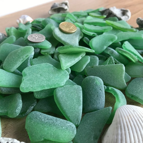 Tumbled Glass Emerald Green Pieces in Bulk - Love Sea Glass