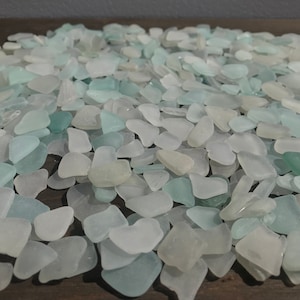 Bulk Sea Glass White & Aqua Seafoam Genuine Beach Glass 50-300 pieces, 1-2cm (3/8-13/16") Real SeaGlass for Crafts Jewelry Mosaic FREE SHIP.