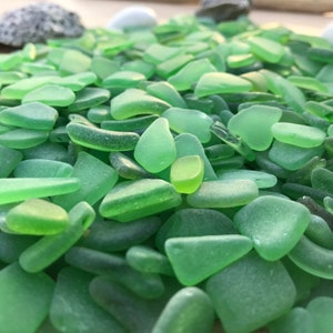 Bulk green sea glass Genuine beach glass lot 50-300 pieces, 1-2cm (3/8-13/16") Real seaglass pebbles Raw sea glass Crafts Mosaic FREE SHIP.
