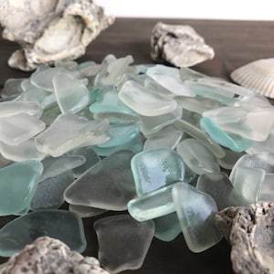 Bulk Sea Glass White & Aqua Seafoam Genuine Beach Glass 50-100 pieces, 2-3cm13/16-1 3/16 Real SeaGlass for Crafts Jewelry Art FREE SHIP image 7