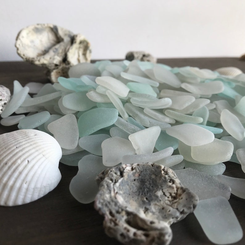 Bulk Sea Glass White & Aqua Seafoam Genuine Beach Glass 50-100 pieces, 2-3cm13/16-1 3/16 Real SeaGlass for Crafts Jewelry Art FREE SHIP image 5