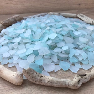 Genuine Sea Glass by weight, Bulk White & Light blue Beach Glass,  1-2cm (3/8-13/16") Real SeaGlass for Crafts Jewelry Mosaic Decor Art.