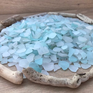 Genuine Sea Glass by weight, Bulk White & Light blue Beach Glass,  1-2cm (3/8-13/16") Real SeaGlass for Crafts Jewelry Mosaic Decor Art