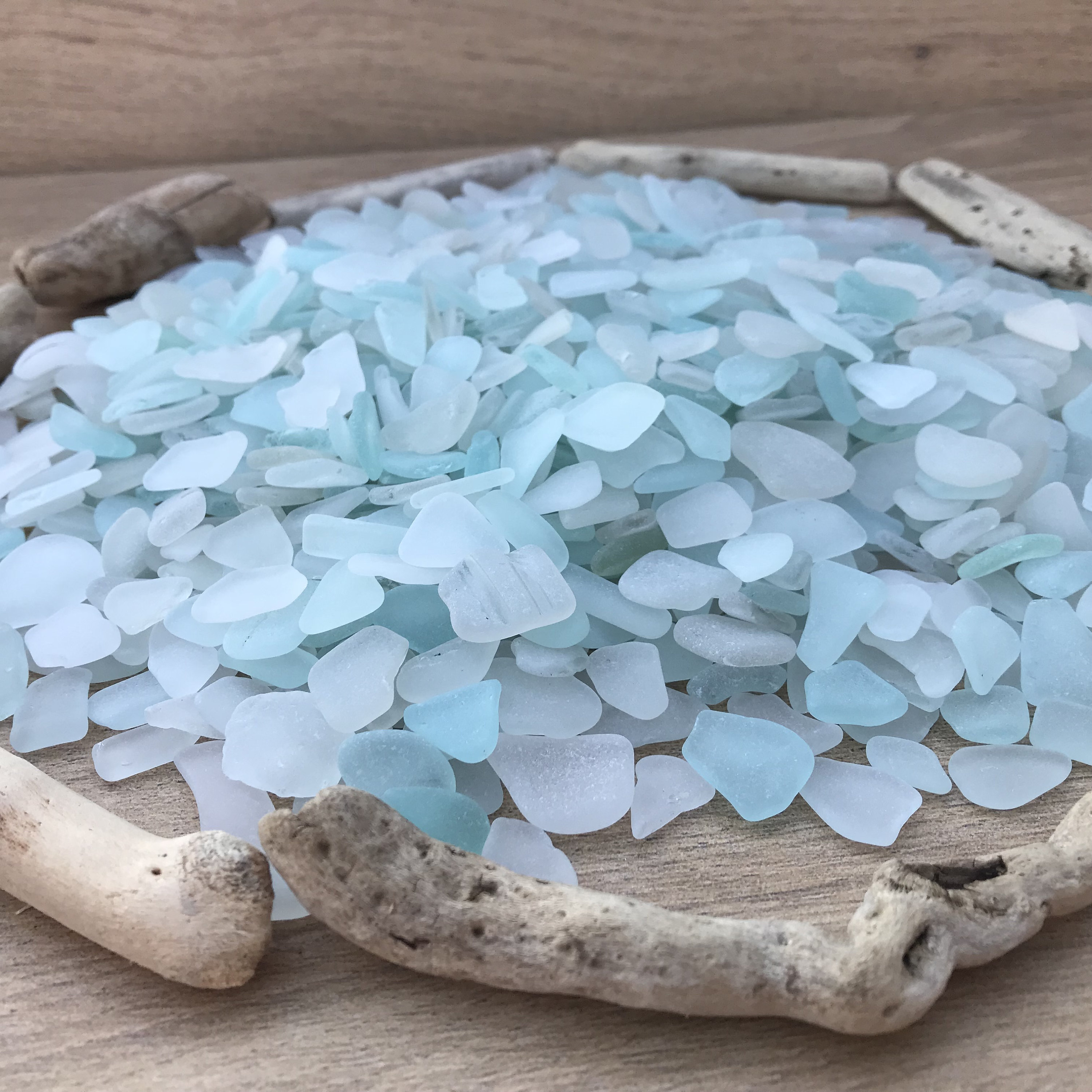 Genuine Sea Glass by Weight, White & Light Blue 1-2cm Pieces for