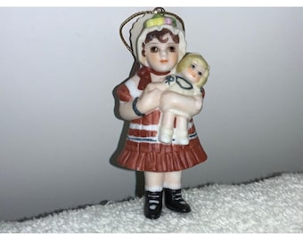 Jan Hagara Vintage 1984 Porcelain Figurine "Lydia" Hanging Mini Ornament
