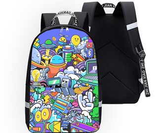 Kinder Crazy Robots Schulrucksack Tasche mit reflektierenden Stäben