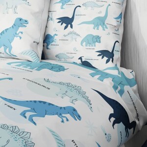 Kids Dinosaur Pattern Blue 3pc Bedding Set