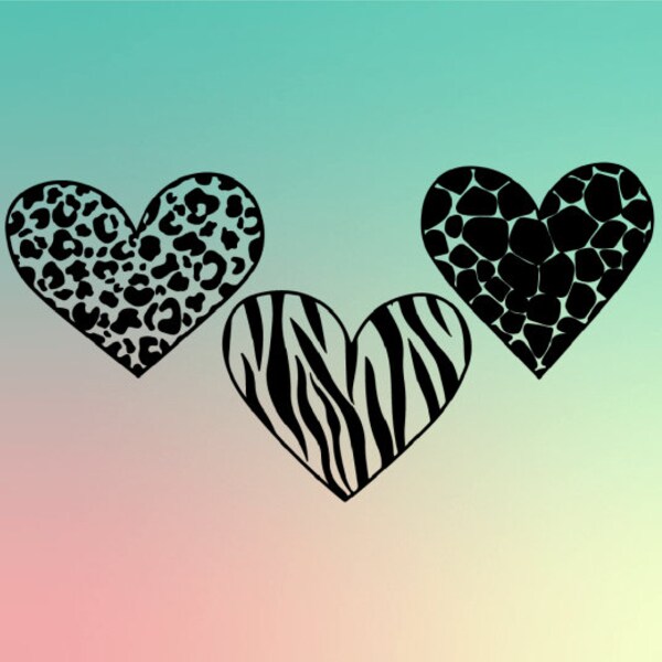 Hearts, Zebra Print, Leopard Print SVG/PNG