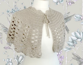 Victoria crochet wedding bolero vintage style wedding guest capelet bridesmaid cover up wedding cape wedding capelet size S/M