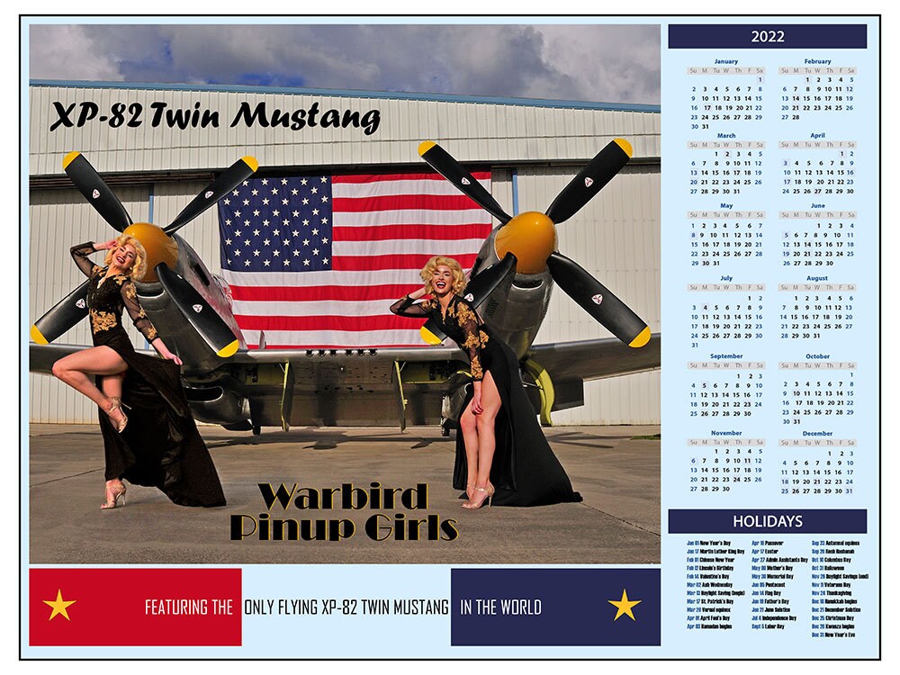 2022 Mustang Calendar Xp-82 Twin Mustang 2022 Calendar Poster Warbird Pinup Girls | Etsy Israel