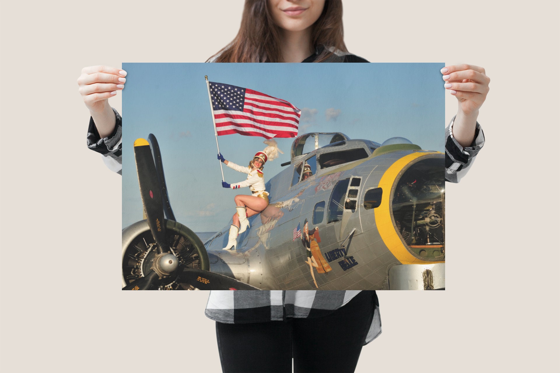 American Flag Patriotic Pin Up Poster B 17 Wwii Bomber Pin Etsy 日本
