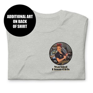 Rosie The Riveter T-Shirt | Rockabilly Short-Sleeve T-Shirt | Warbird Pinup Girls Two-Sided Aviation Tee