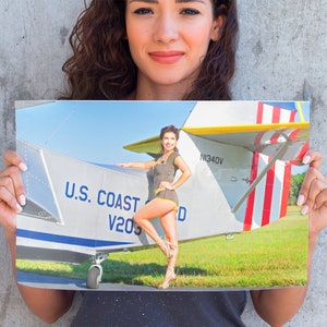Aviation Pinup Girl Photo Poster - Aviation Pilot Gifts, 1940&#39;s Pin Up Girl Wall Art Matte Print | Grumman G-44 Widgeon