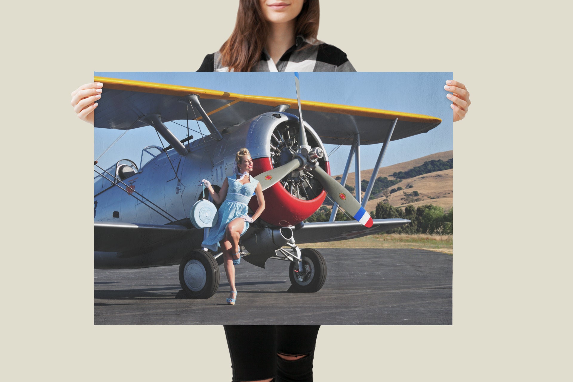 F3f Vintage Aircraft Pinup Poster Classic Retro Aviation Etsy