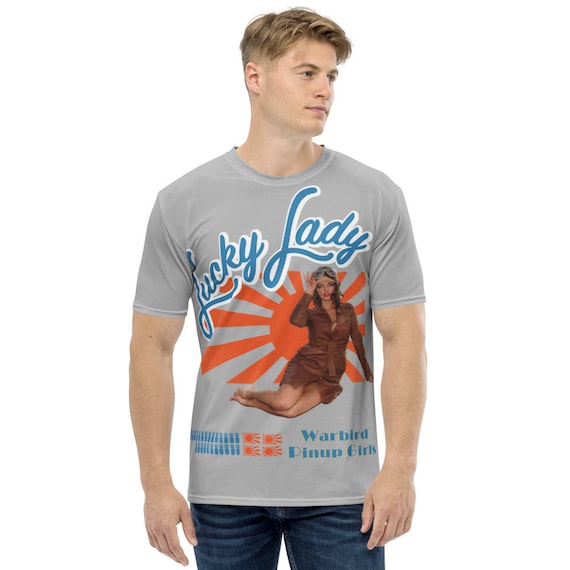 Mens Lady Luck Super Nice Bomber Nose Art T-Shirt Mens Lady Luck Super Nice Bomber Nose Art T-Shirt