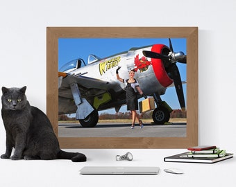 Wicked Wabbit P-47 Thunderbolt Pin up Photo Poster | Warbird Pinup