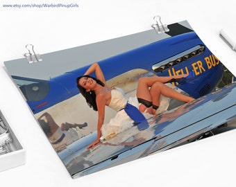 Retro Beauty P-51 Mustang Poster - Blue Nose WWII Fighter Plane Photo with 1940's Pinup Girl | Aviation Wall Art