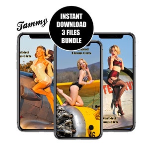 3 Wallpaper Bundle - Tammy | iphone Wallpapers, aviation pinup photos, Lock Screen Wallpaper, Cell Phone Wallpaper, Instant Download