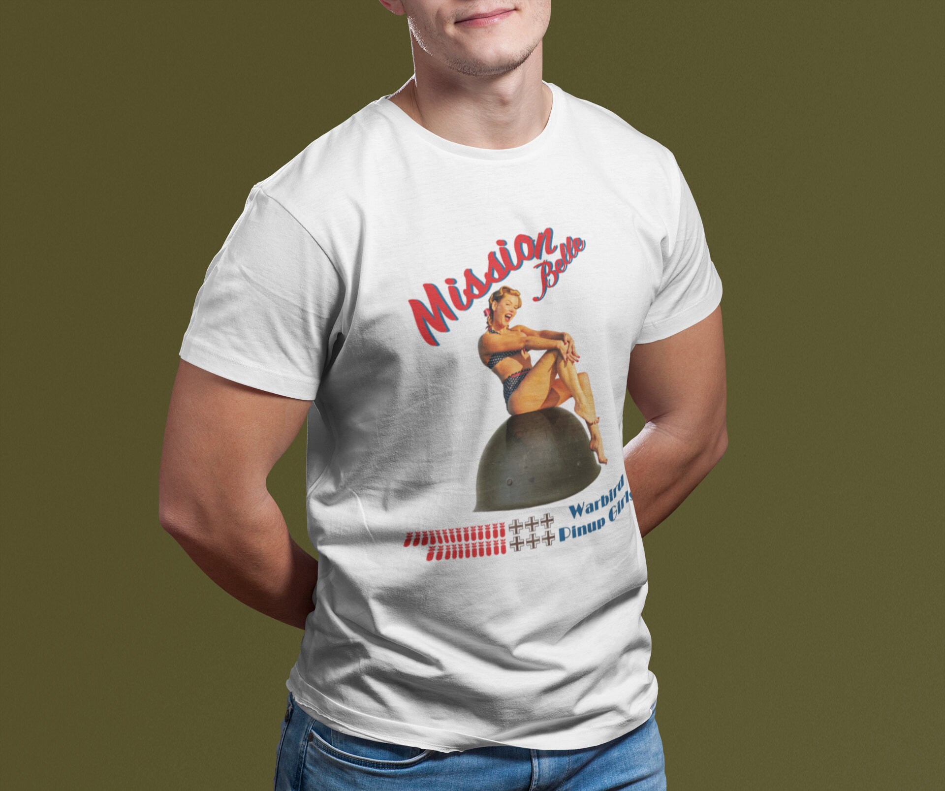 Aviation Pin up Shirt - Mission Belle WWII Pinup Girl Short-sleeve