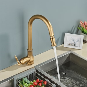 Brass retro antique pull out basin kitchen faucet 360 Swivel vintage