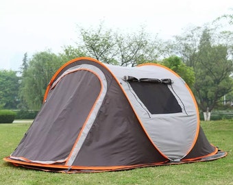 Tente Pop Up facile pour 3 personnes, configuration automatique étanche, 2 portes, tentes familiales instantanées pour le camping, la randonnée et les voyages