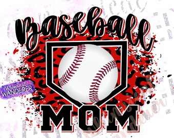High School Baseball Mom Design | Baseball Mom Sublimation | Baseball Shirt Design | Baseball PNG | Red Baseball Design | Baseball Red
