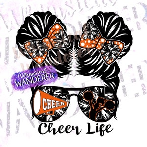 Cheer Life Messy Bun PNG | Cheer Messy Bun Sublimation | Cheer PNG | Cheer Sublimation | Cheer Design | Cheer Girl Bun | Cheer Orange Black