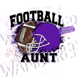High School Football Aunt Design | Football PNG | Aunt Football Purple | Football Aunt Shirt Design | Purple Football Design for Sublimation