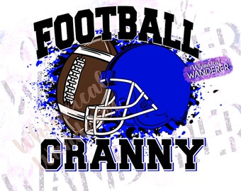 High School Football Granny Design | Blue Football PNG | Granny Football Blue | Football Grandma | Football Design for Sublimation