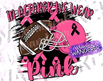 In oktober dragen we roze shirtontwerp |  Roze Out Design | Voetbal Sublimatie | Roze Voetbal Design | Cancer Awareness Shirt Ontwerp