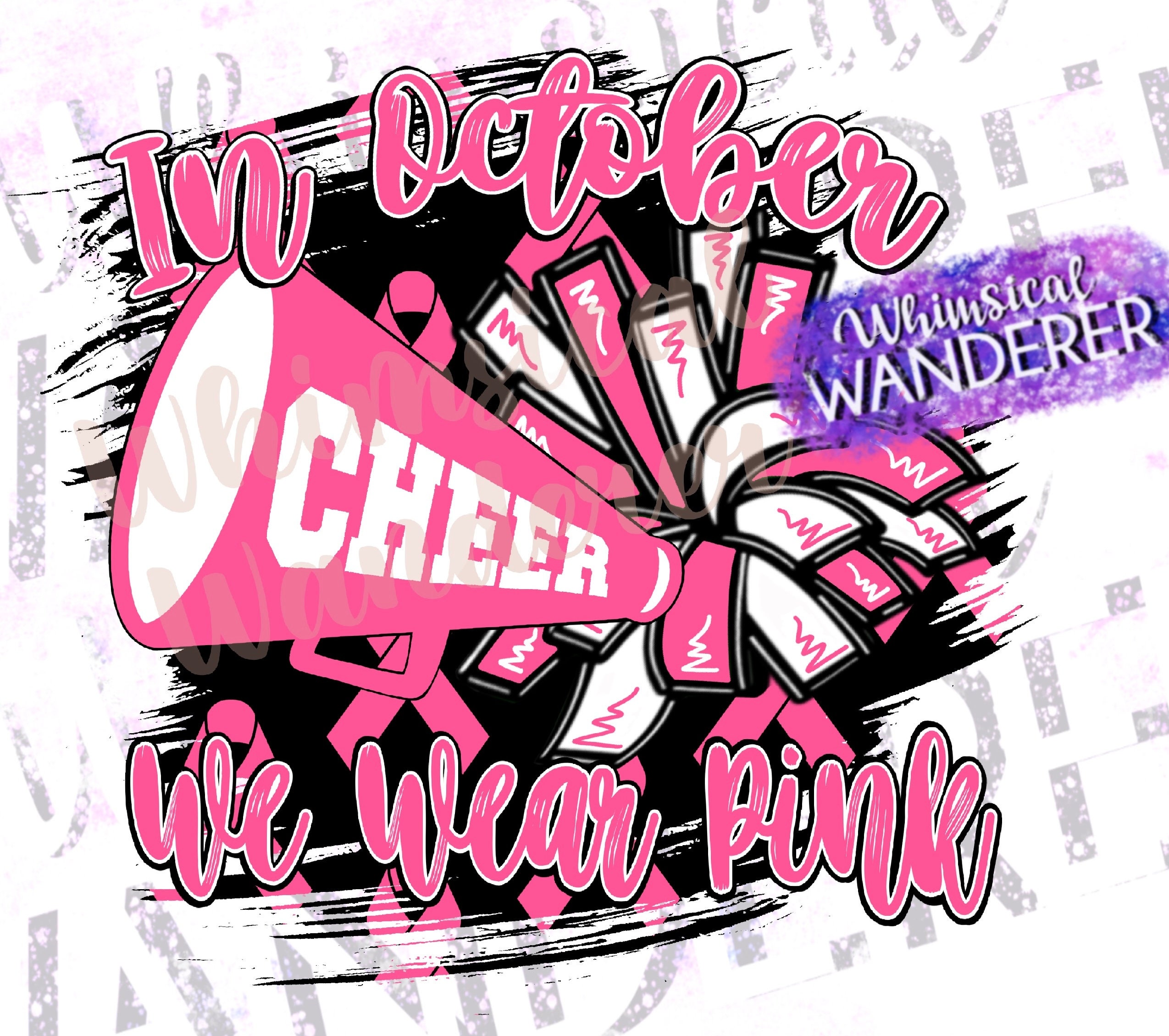 In October We Wear Pink Shirt Design | Cheer Pink Out Design | Cheer ...